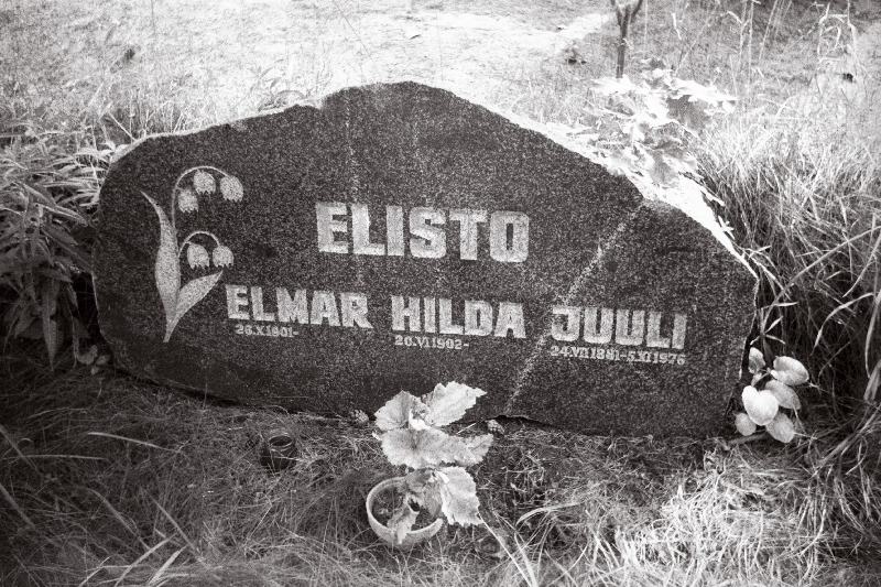 Keeleteadlase Emar Elisto hauakivi  Pärnamäe kalmistul (suri 1987.a).