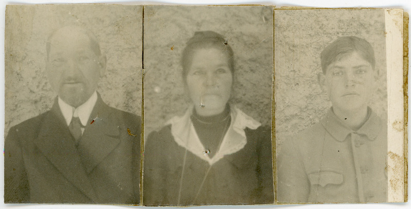 Gustav, Liisa ja Alvert Möller. Fotomontaaž