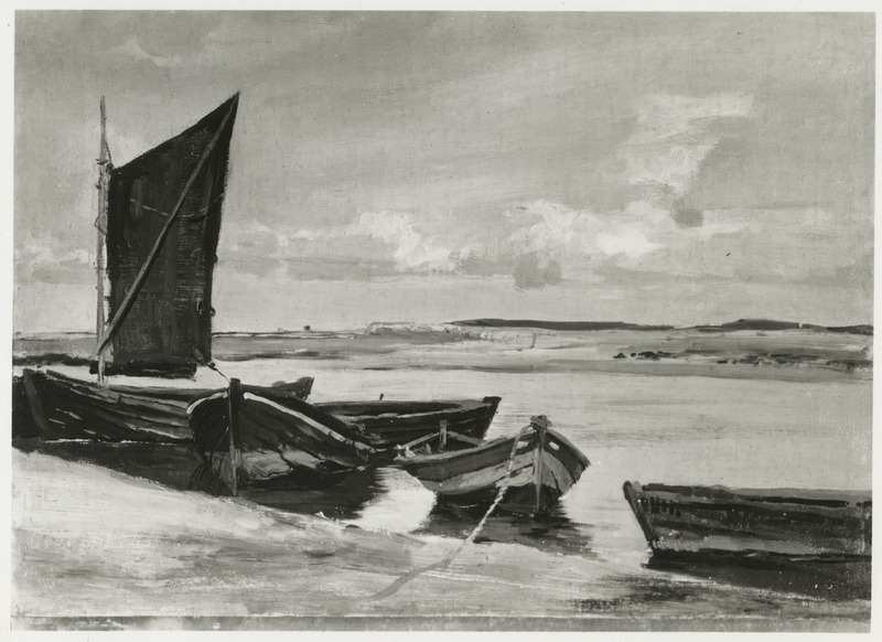 Paadid Pirita jõe suudmes. Fotokoopia Hermann von Schranki maalist