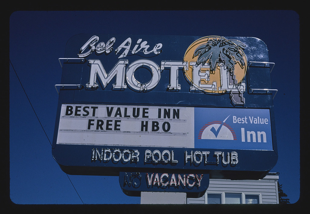 Bel Aire Motel sign, Broadway, Missoula, Montana (LOC)