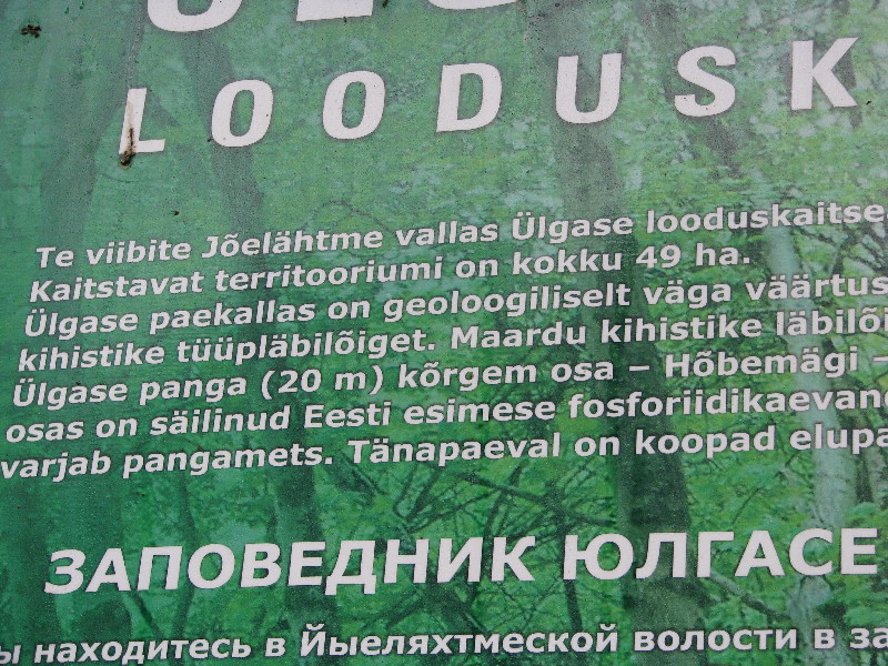 Ülgase looduskaitseala infotahvel.