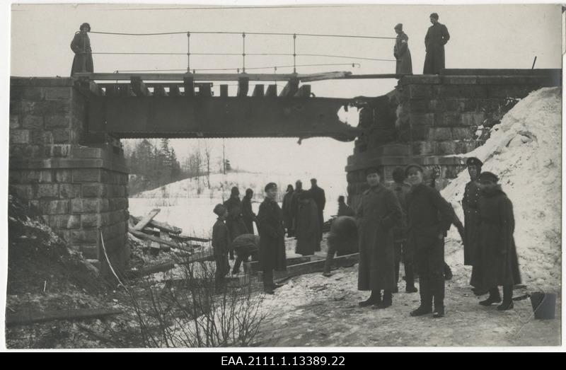 Vabadussõda. Raudteesilla parandamine Pritsu (Palupera) raudteejaama lähedal