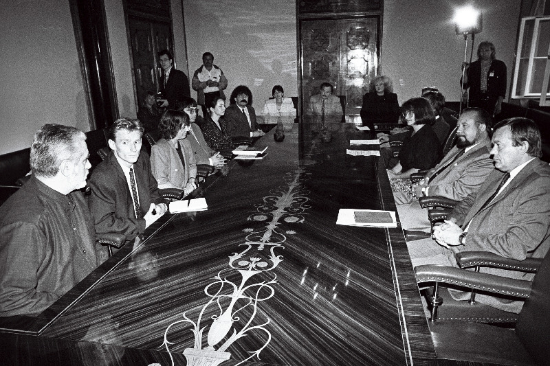 Prantsuse kultuuritegelane ja moelooja Paco Rabanne Ülo Nugise vastuvõtul Kadriorus.