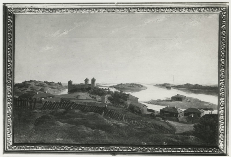 Soome maastik lossiga. Fotokoopia Ernst Hermann Schlichtingi (1812-1890) maalist