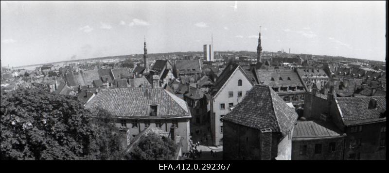 Panoraamid: 1. Vanalinn Toompealt. 2. Hotell "Viru". 3. Tornide Väljak. 4. Kirjanike Maja. 5. Tervishoiu Ministeerium. 6. Niguliste tänav.