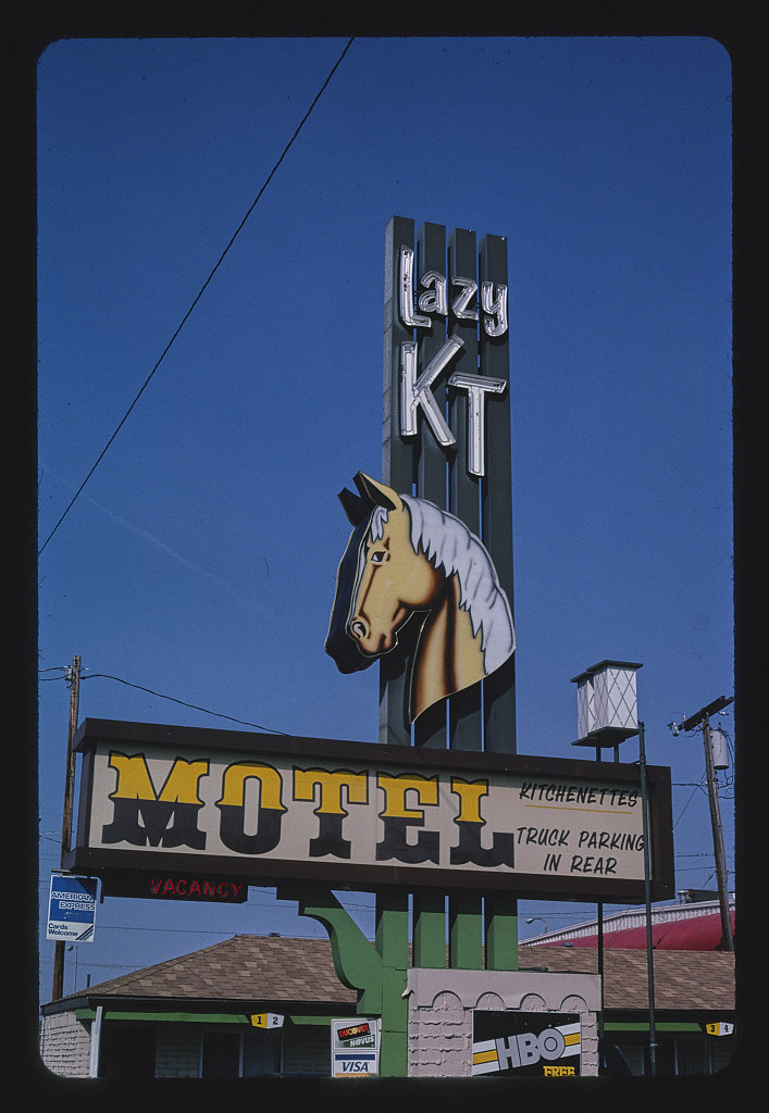 Lazy KT Motel sign, 1st Avenue North, Billings, Montana (LOC)
