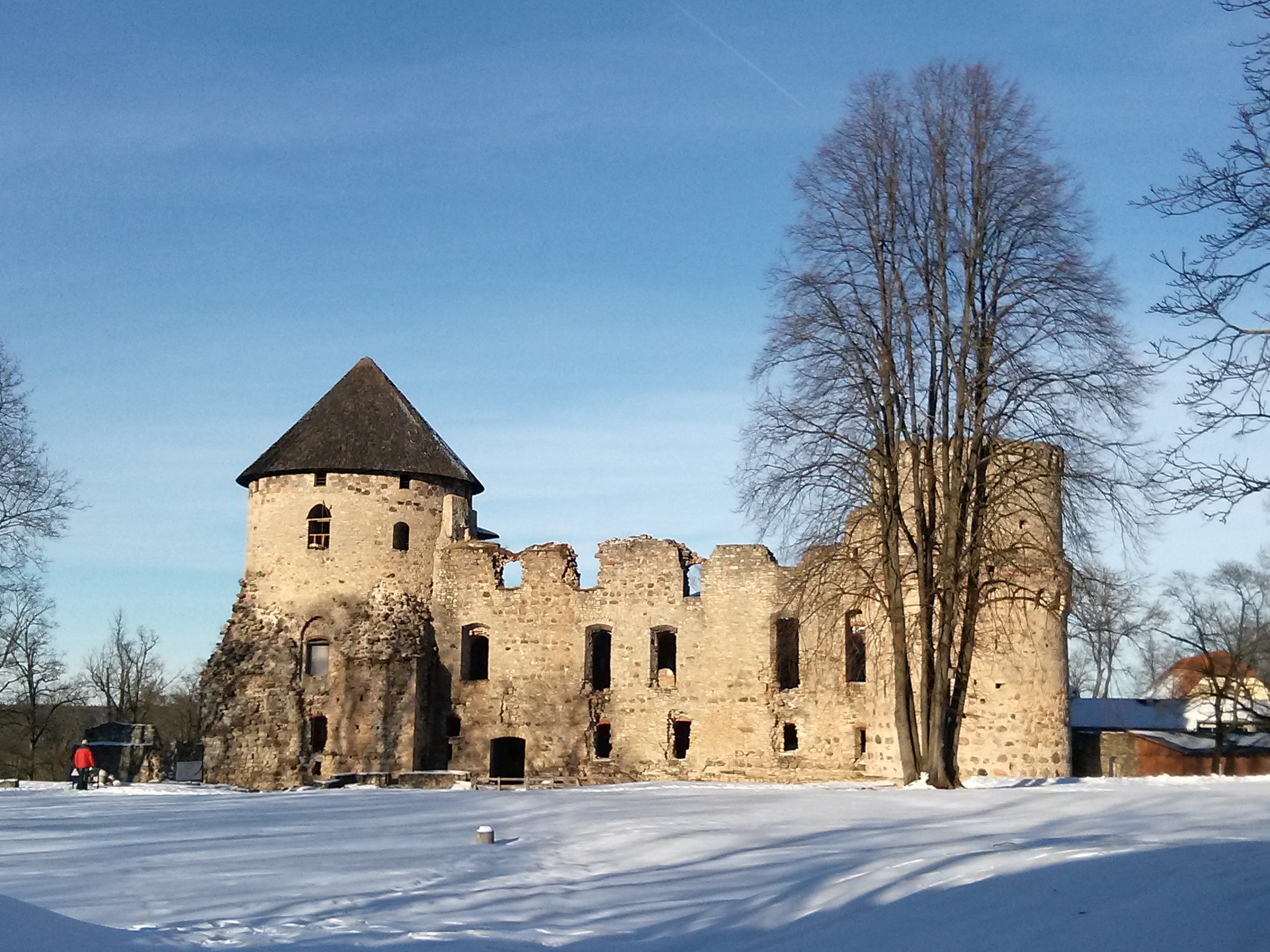 Cēsu Castle frontside in winter 2015 - This is a photo of cultural heritage monument of Latvia number