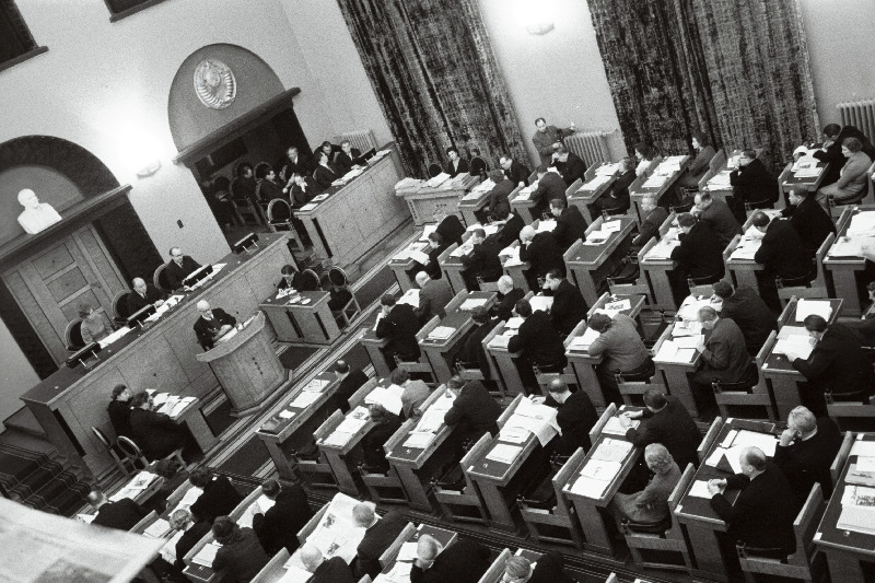 Vaade saalile Eesti NSV Ülemnõukogu V koosseisu üheksanda istungjärgu ajal.