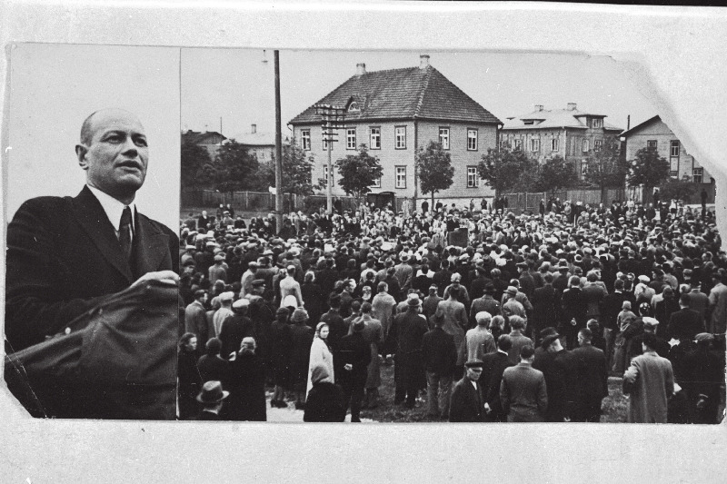 Välisminister N. Andresen vabaõhu-rahvakoosolekul kõnelemas Tallinnas Pelgulinnas.