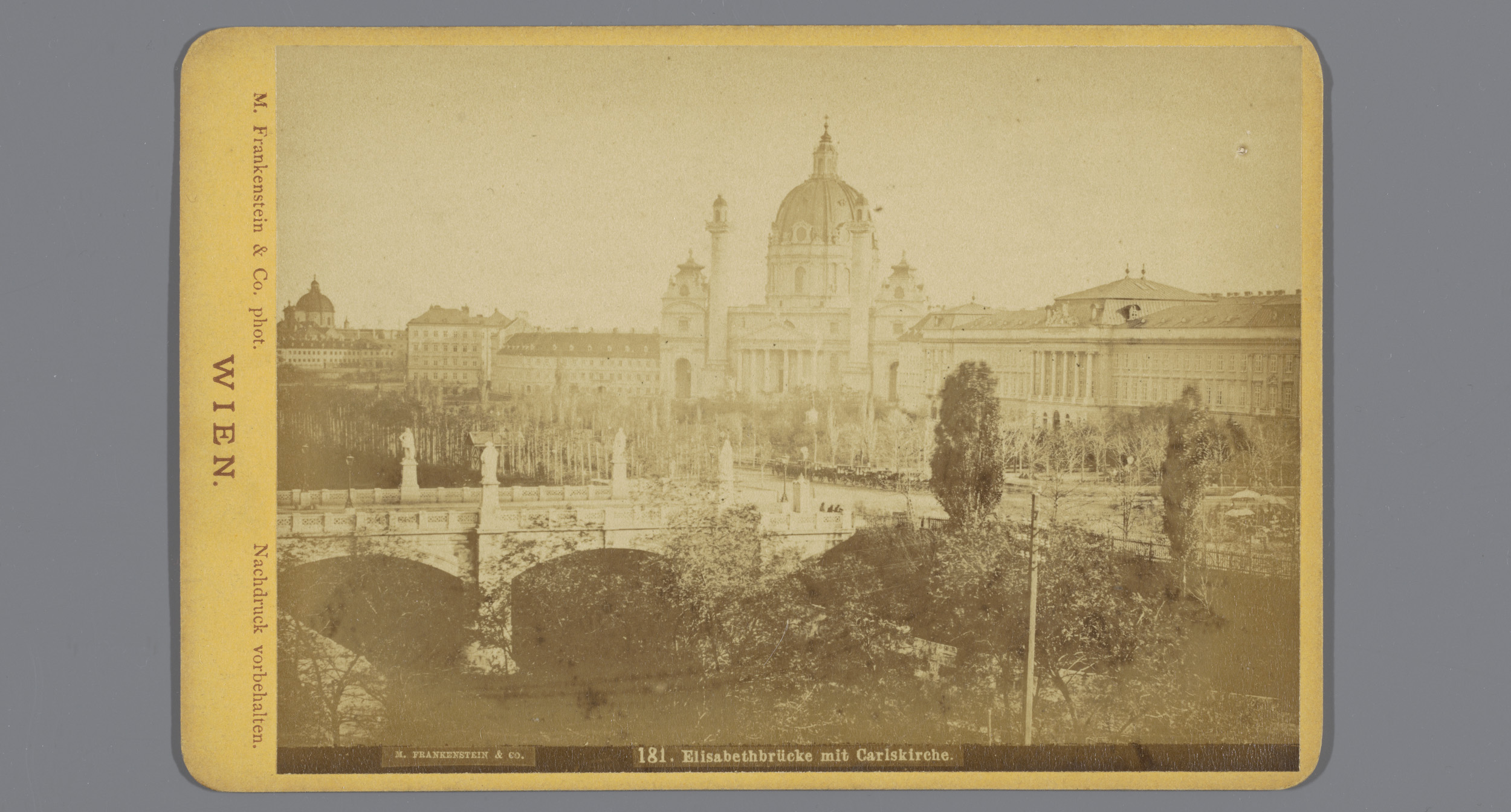 Wien, Elisabethbrücke mit Carlskirche, Gezicht op Elisabethbrug  en Karlskerk te Wenen