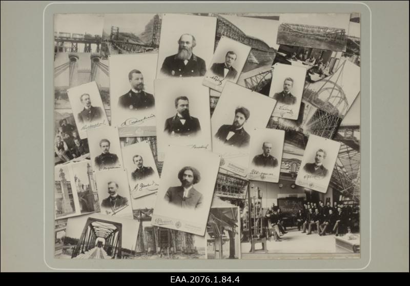 Nikolai I nimelise tsiviilinseneride instituudiga seotud isikute portree- ja grupifotod ja fotod rajatistest. Fotomontaaž