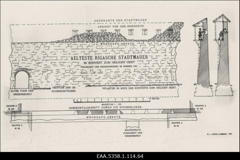 Fotokoopia 1903. aastal lammutatud linnamüüri skeemist