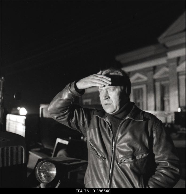 Filmi "Äratus" filmimine. Tõnu Kark Voldemar Rassi osas.