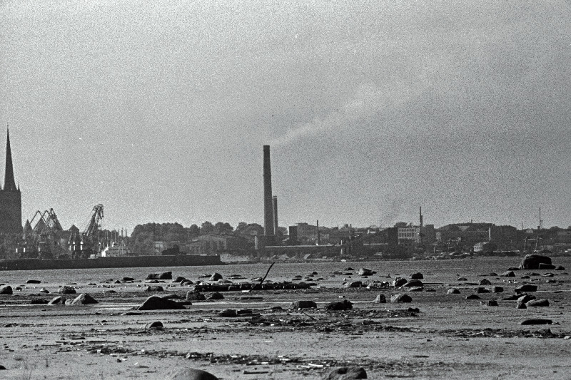 Tallinna panoraam (võetud Piritalt) ja valge reisijate laev saabub Tallinna.