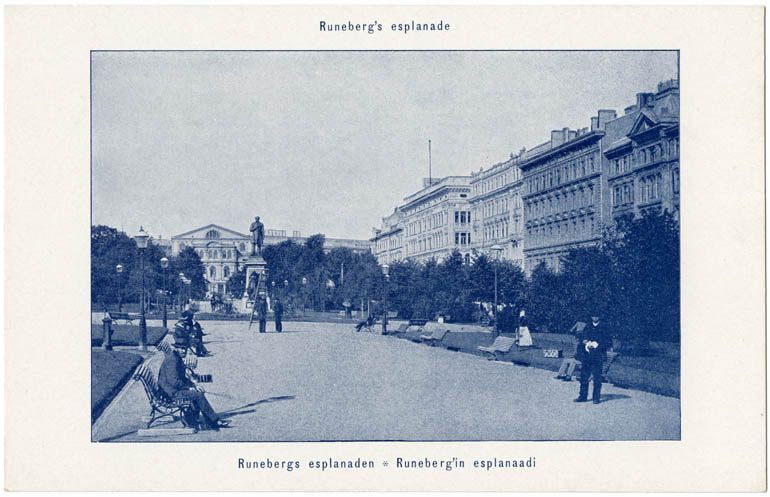 Runebergs esplanaden i Helsingfors. Runebergin esplanadi Helsingissä. Runeberg's esplanade.