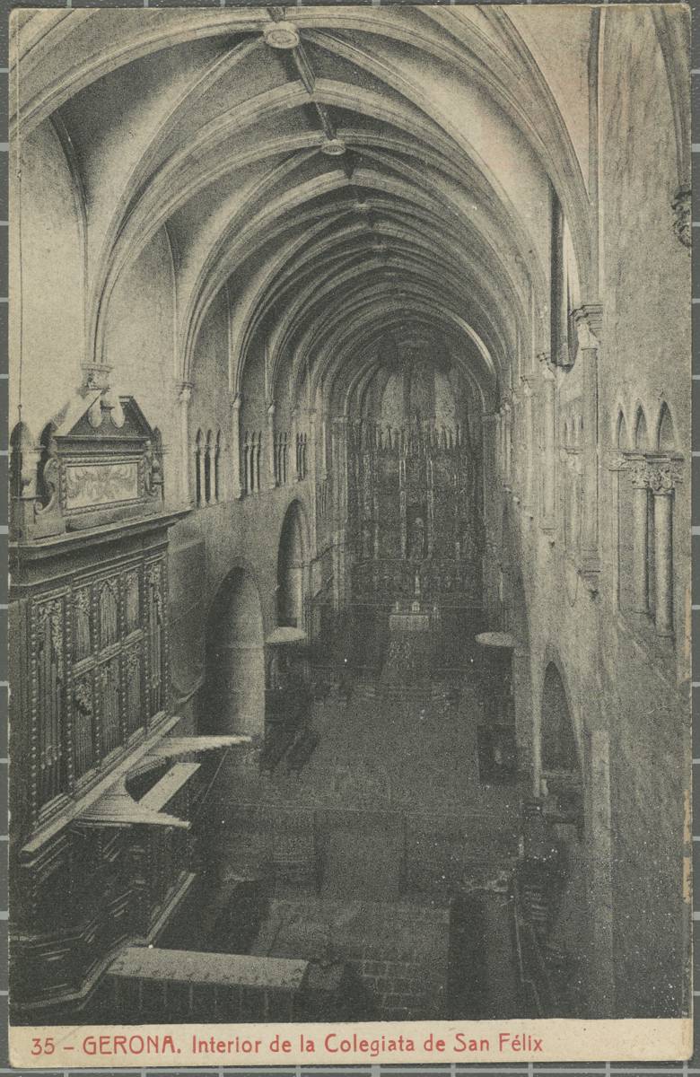 35 -Gerona. Interior of the Colegiata of San Felix - Inside the church of Sant Feliu.
