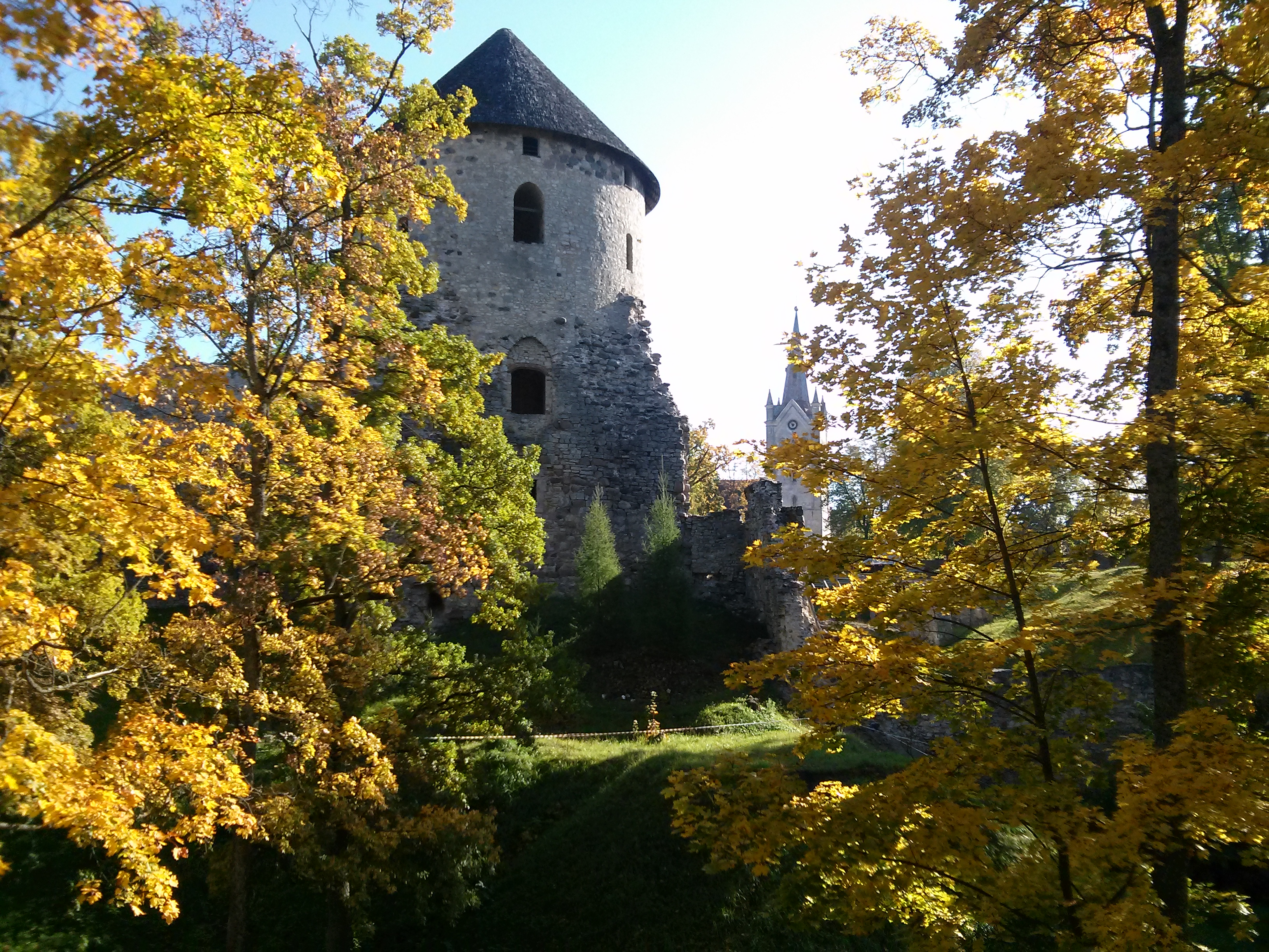 Cēsis Castle west tower in autumn 2014 - This is a photo of cultural heritage monument of Latvia number