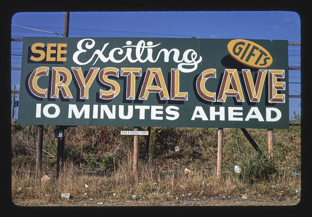 Crystal Cave billboard, Route 65, Springfield, Missouri (LOC)
