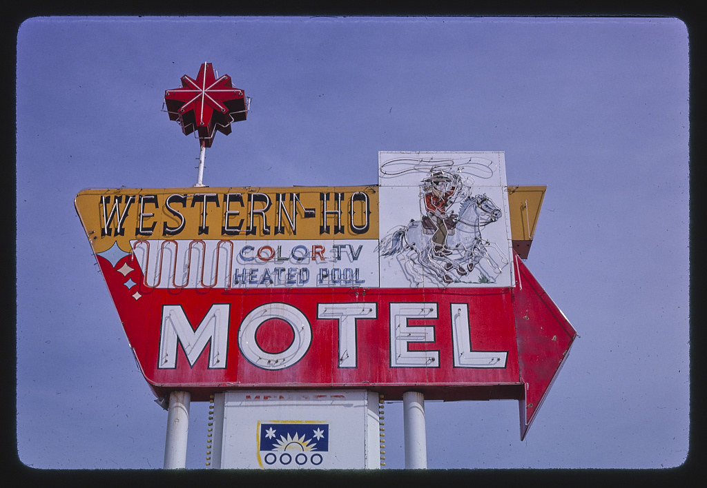Western-Ho Motel sign, Route 54, Liberal, Kansas (LOC)