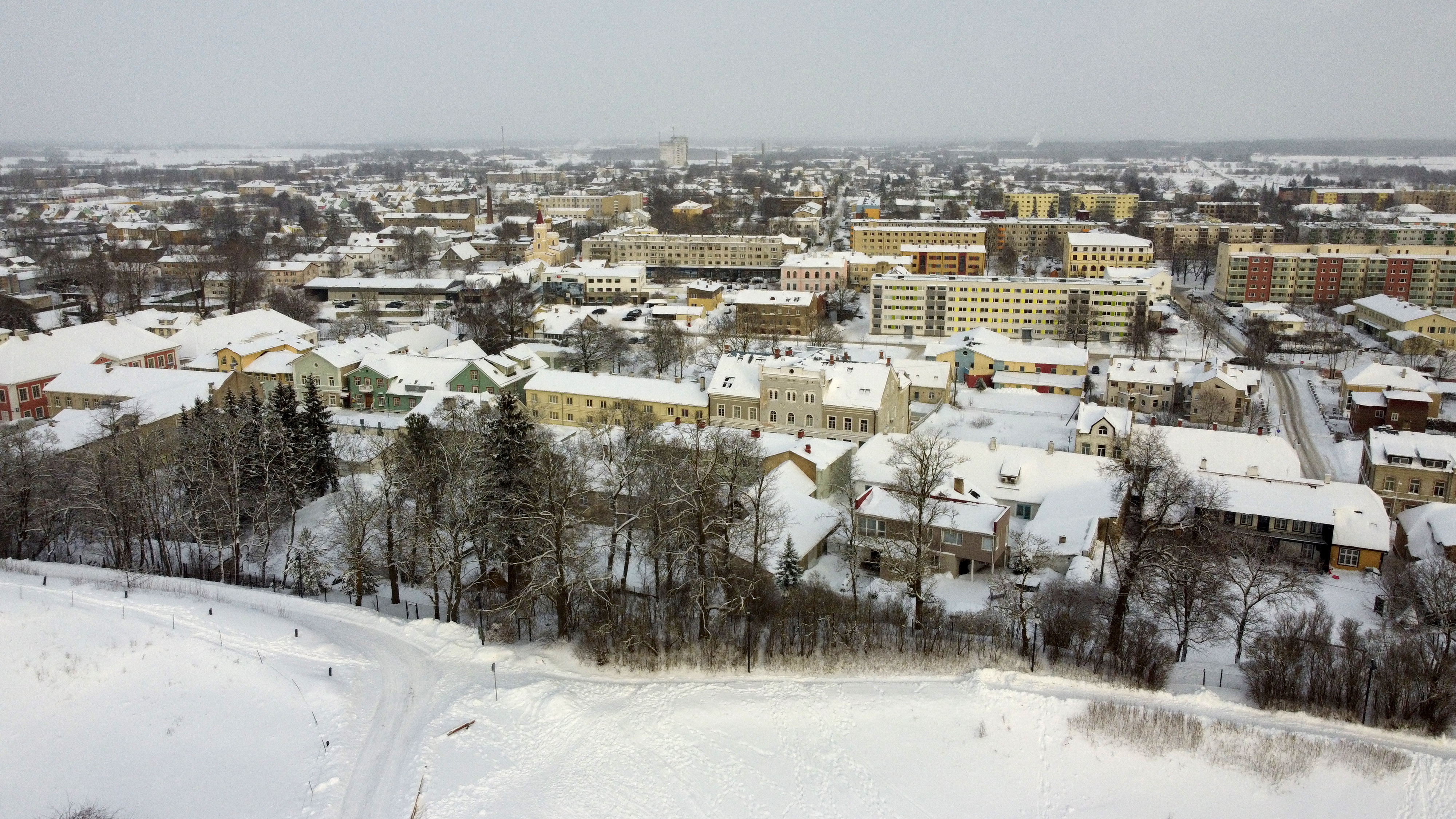 Aerial view of Rakvere in winter of 2022 0017 - Aerial view of Rakvere in winter of 2022