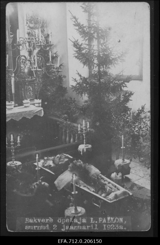 Rakvere kirikuõpetaja L. Palloni ärasaatmine . Lahtine kirst kirikus.