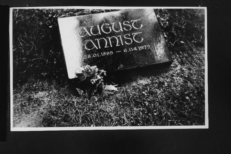 Folkloristi ja kirjaniku August Annisti hauakivi Metsakalmistul.