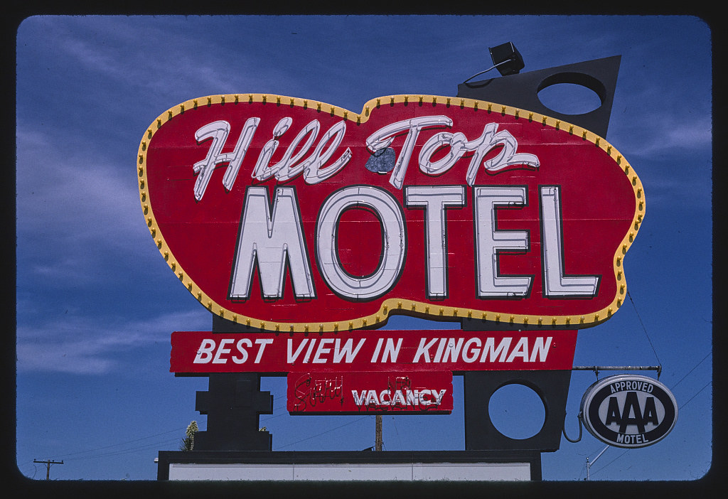 Hilltop Motel sign, Route 66, Kingman, Arizona (LOC)