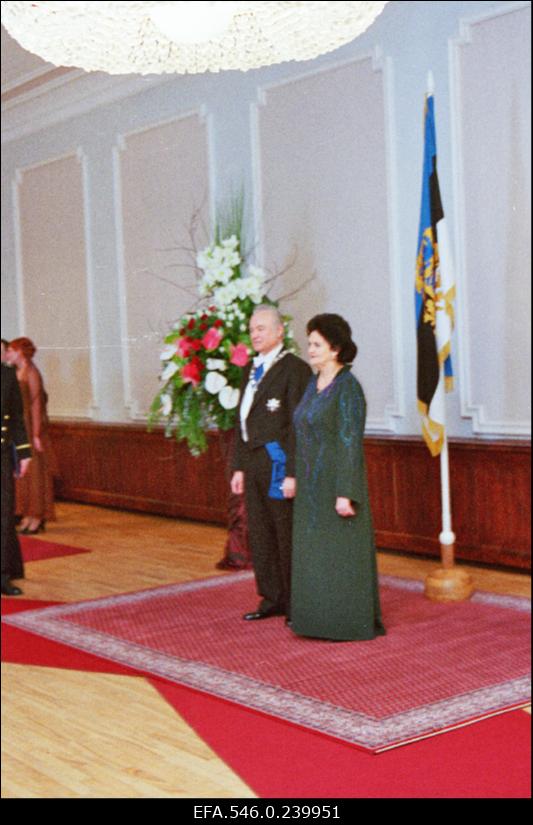 Eesti Vabariigi aastapäeva aktus ja presidendipaari vastuvõtt Estonia kontserdisaalis. Presidendipaar Arnold ja Ingrid Rüütel.