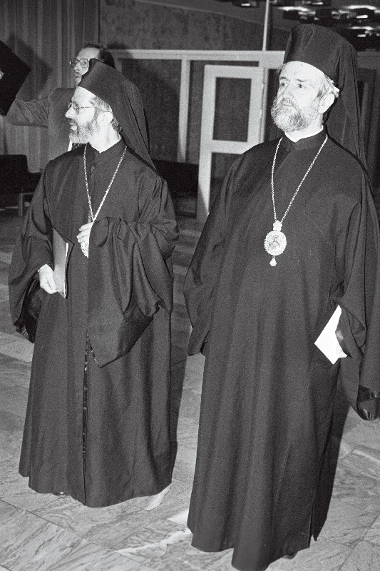 Ortodoksse kiriku Konstantinoopoli vaimulikud Oikumeenilise Patriarhkonna esindajad Philadelphia metropoliit Johannes (paremal) ja Konstantinoopoli metropoliit Meliton Aleksander Nevski katedraalis Toompeal.