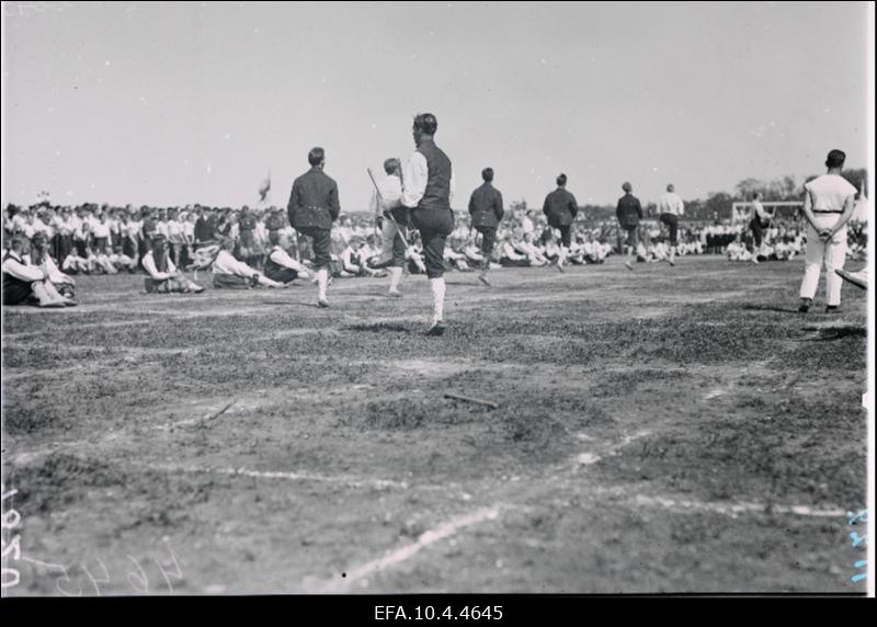 Rahvatantsijad esitamas meeste pulgatantsu.