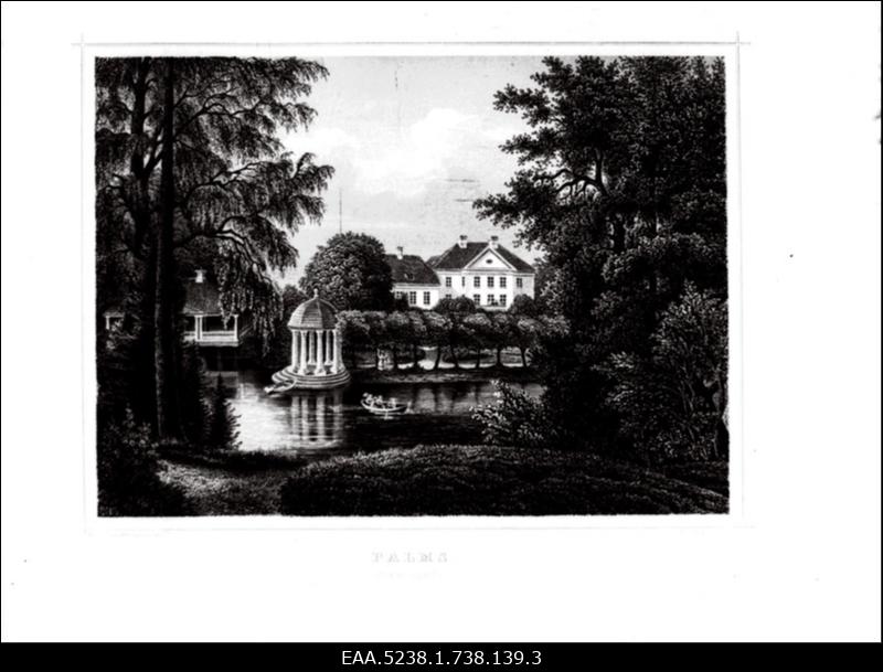 Palmse mõisa pargipaviljon ja tiik, koopia w. S. Stavenhageni gravüürist