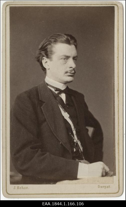 Korporatsiooni "Estonia" liige parun Arthur von Stackelberg, portreefoto