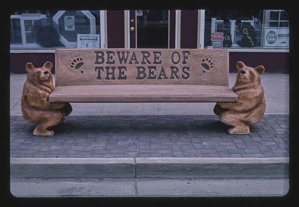 Bear bench, Washington Street, Montpelier, Idaho (LOC)