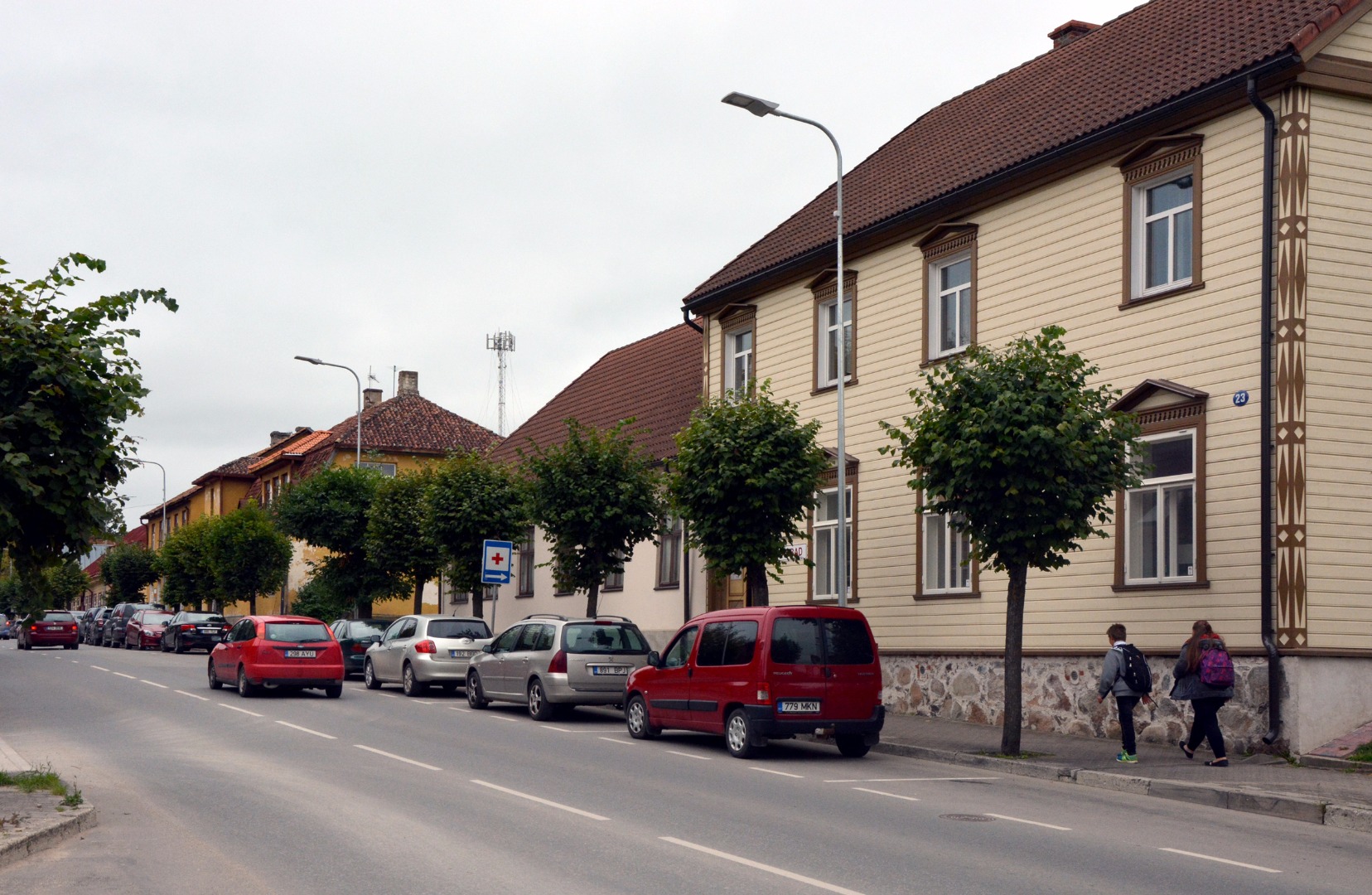 Trükipostkaart. Võru. Vaade Jüri tänavale Liiva ja Kesktänava vahemikus. rephoto