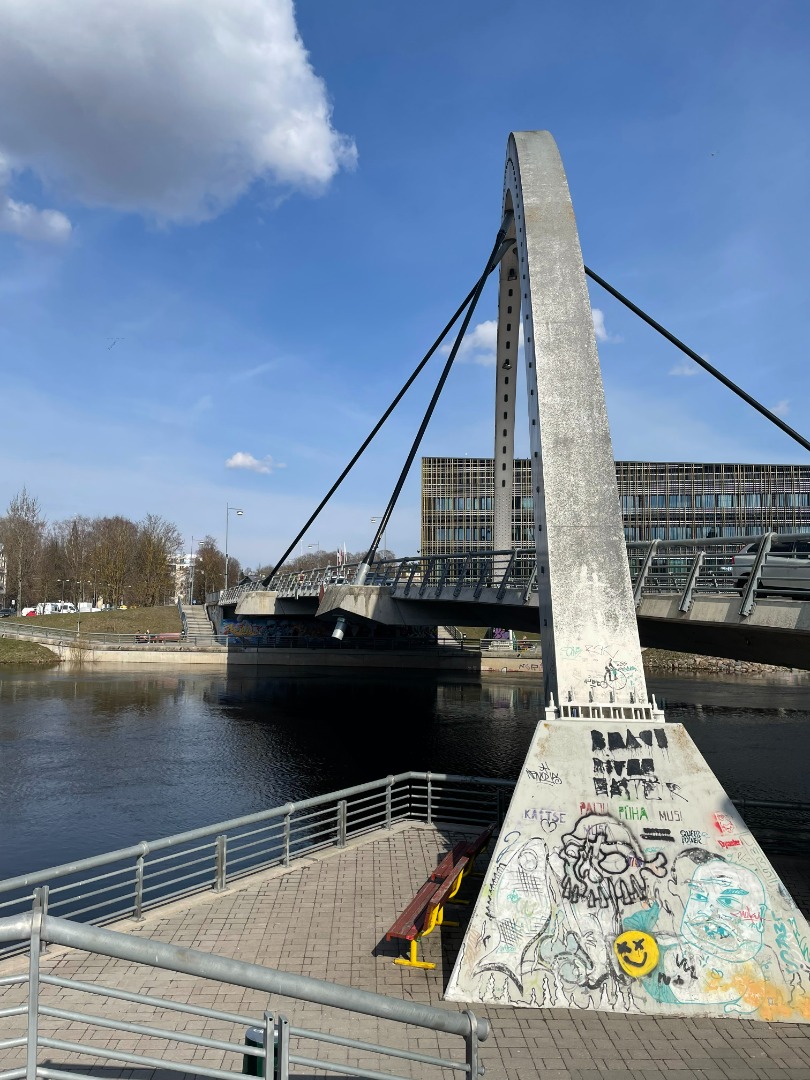 Pedestrian bridge (rail bridge) at the wide t. Tartu, 1998. Photo Aldo Luud. rephoto