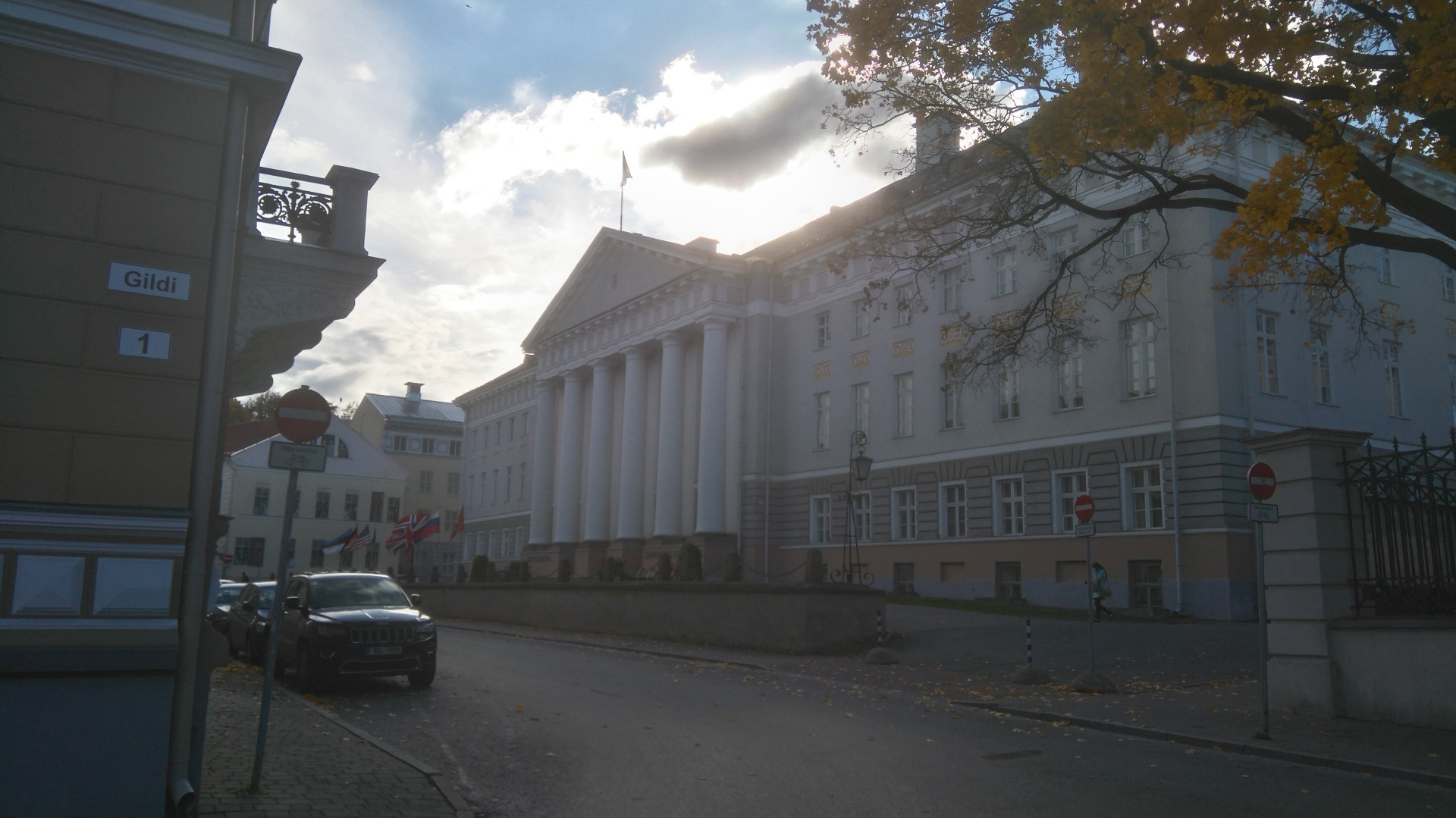 University tn 18. View of the main building of the University of Tartu from the corner of Gild tn towards SW. rephoto