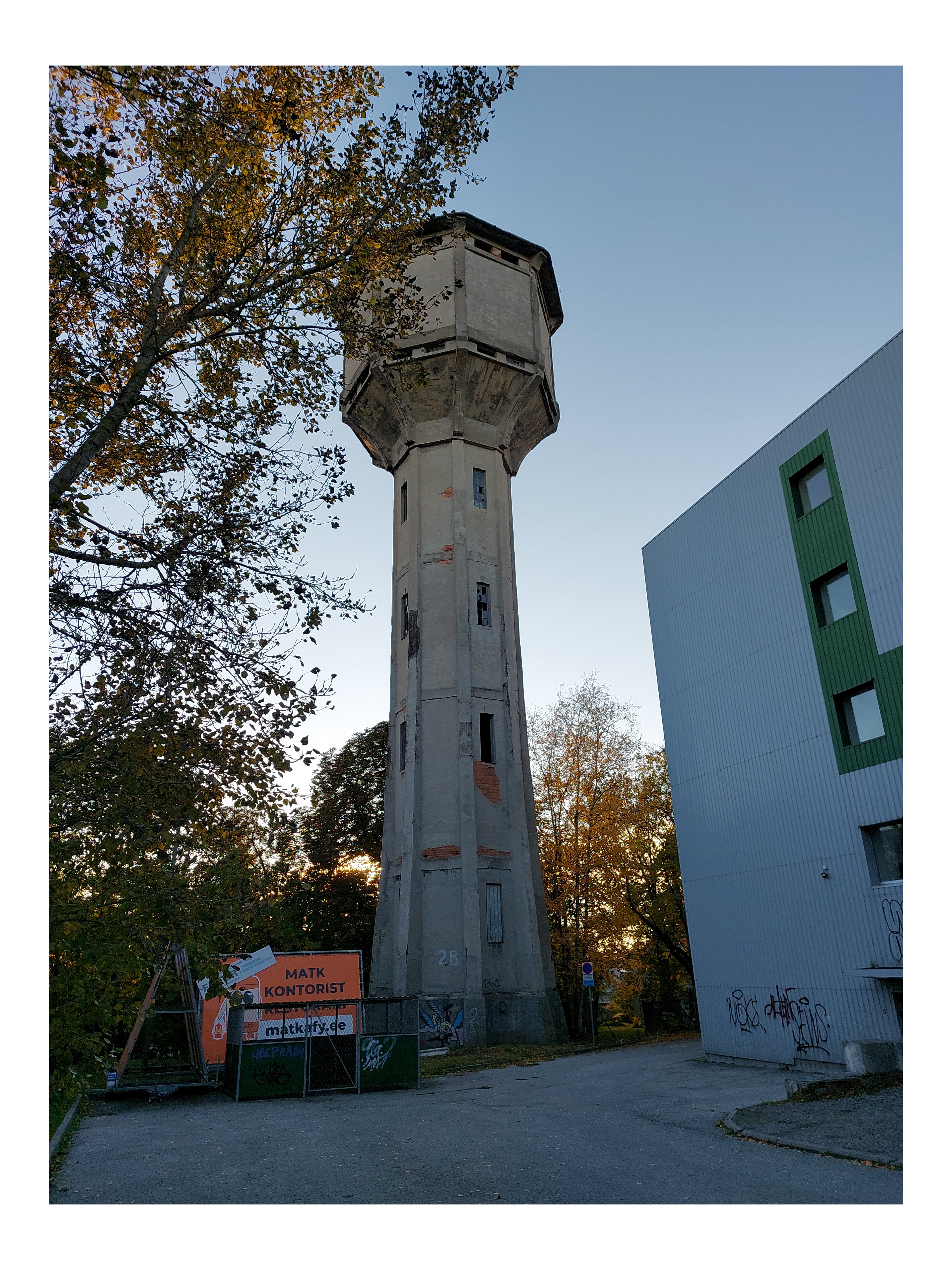 View of the water tower near Kopli Street. rephoto