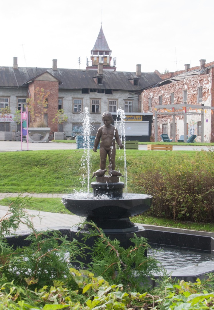Postcard, Viljandi, central square, blower, steam bowl rephoto