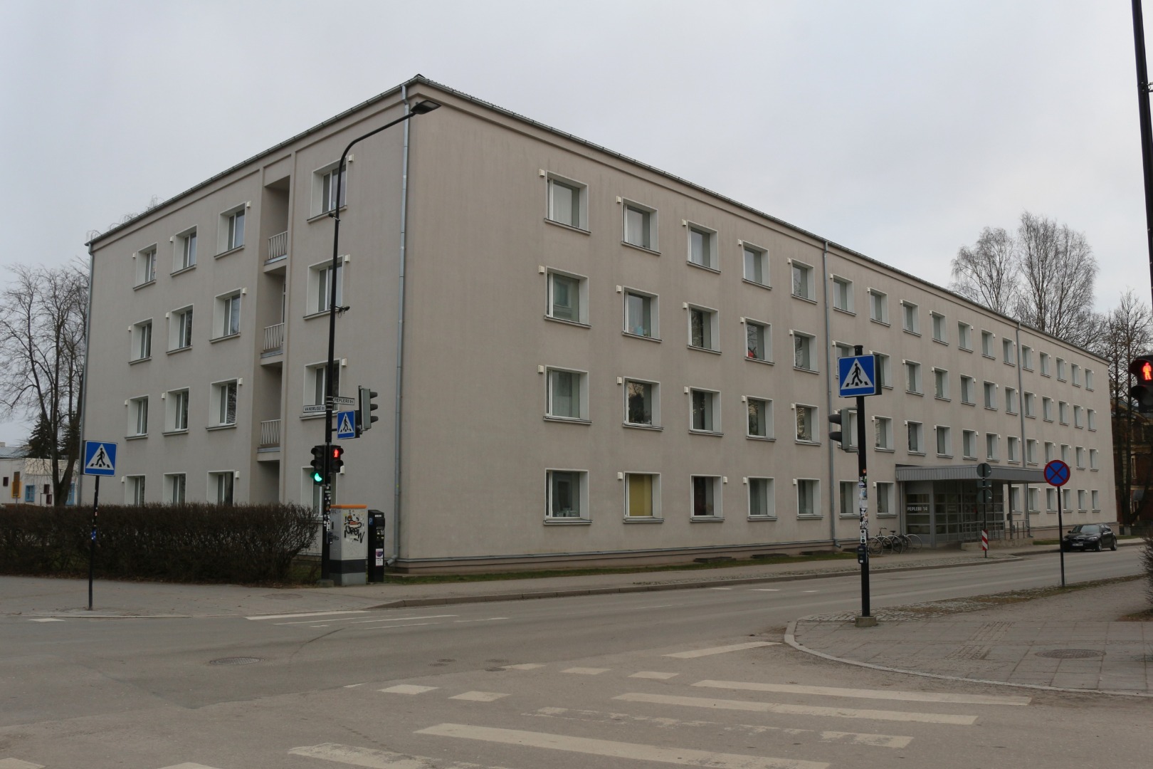 TRÜ ühiselamu Pälsoni 14 (Pepleri 14; arh A. Matteus).  Tartu, 1960. rephoto