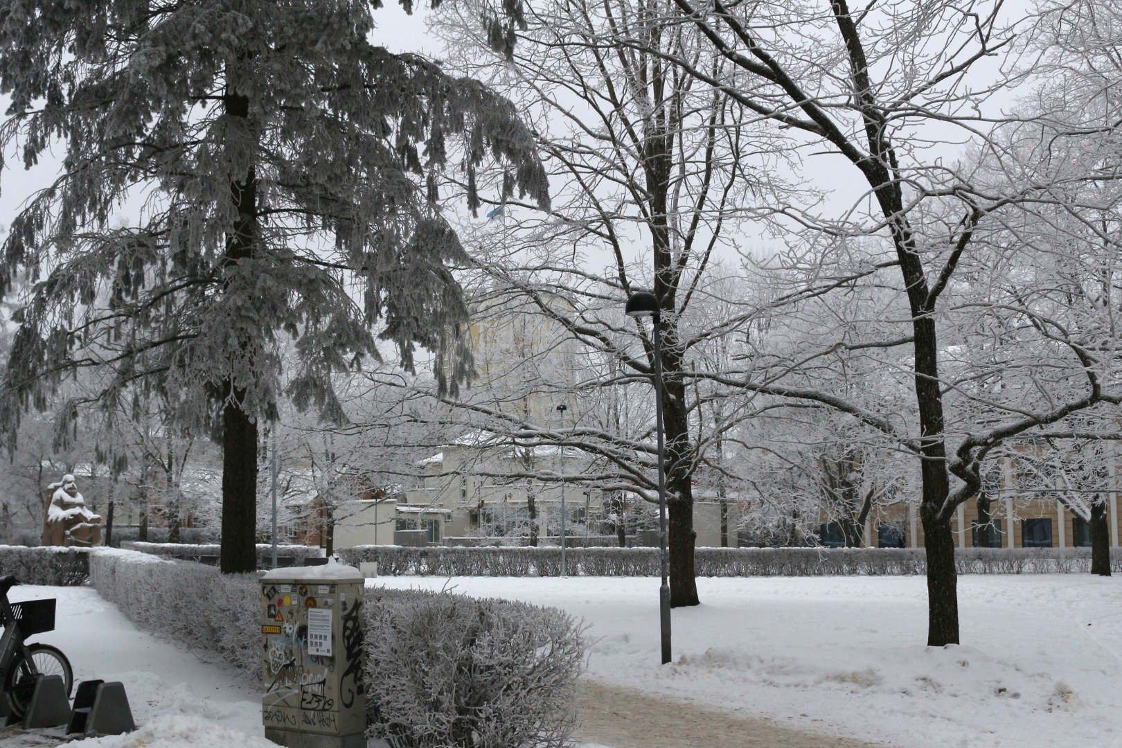 View to the water tower from the south. Tartu 1956 rephoto