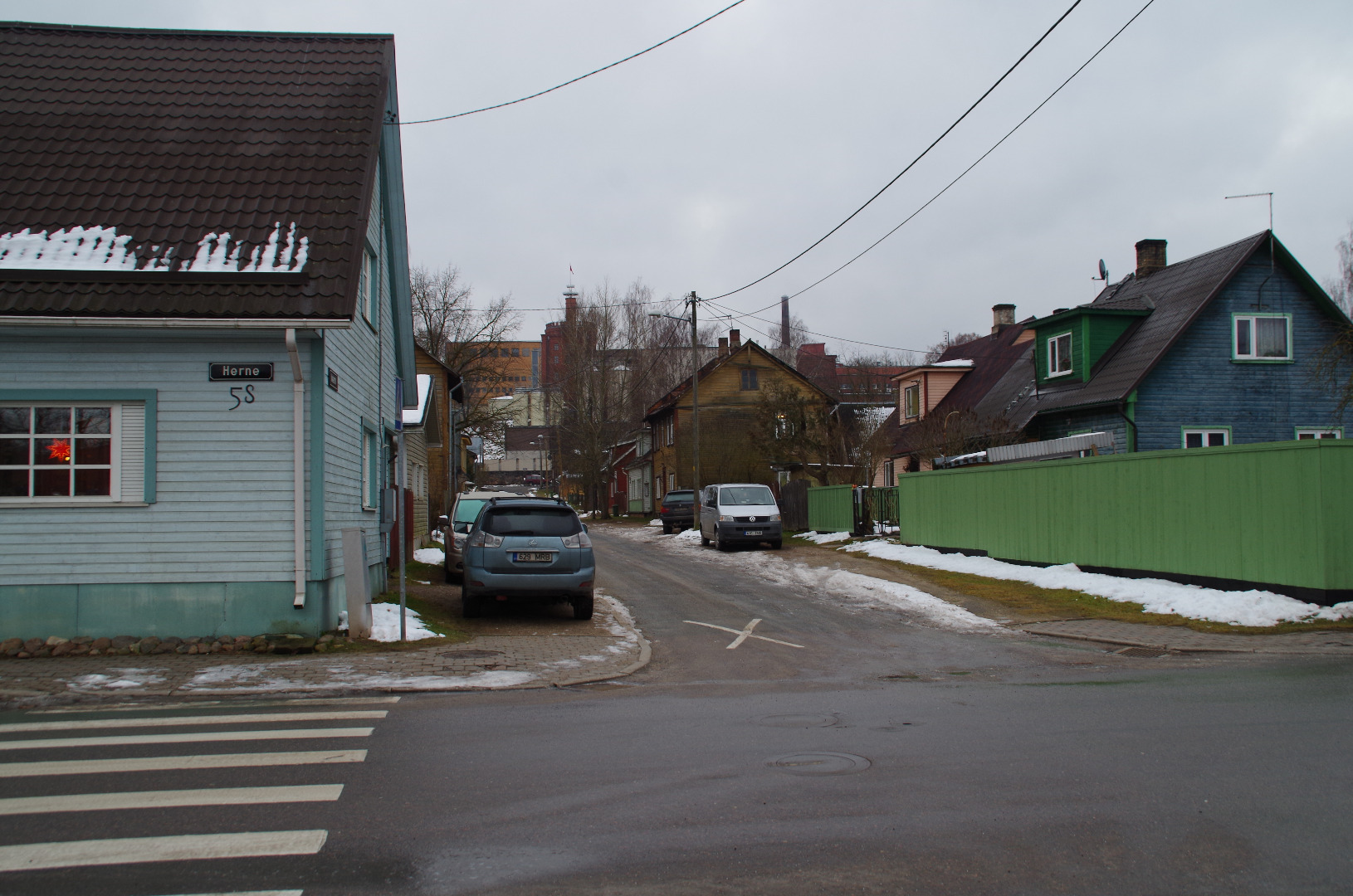 View of the street Herne from Tartu, Melon Street. In the back of the beer factory. rephoto