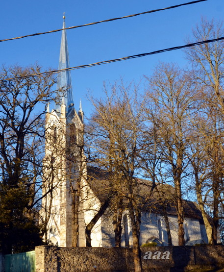 Järva-Jaani kirik, vaade edelast. Torn J.G. Mühlenhausen rephoto