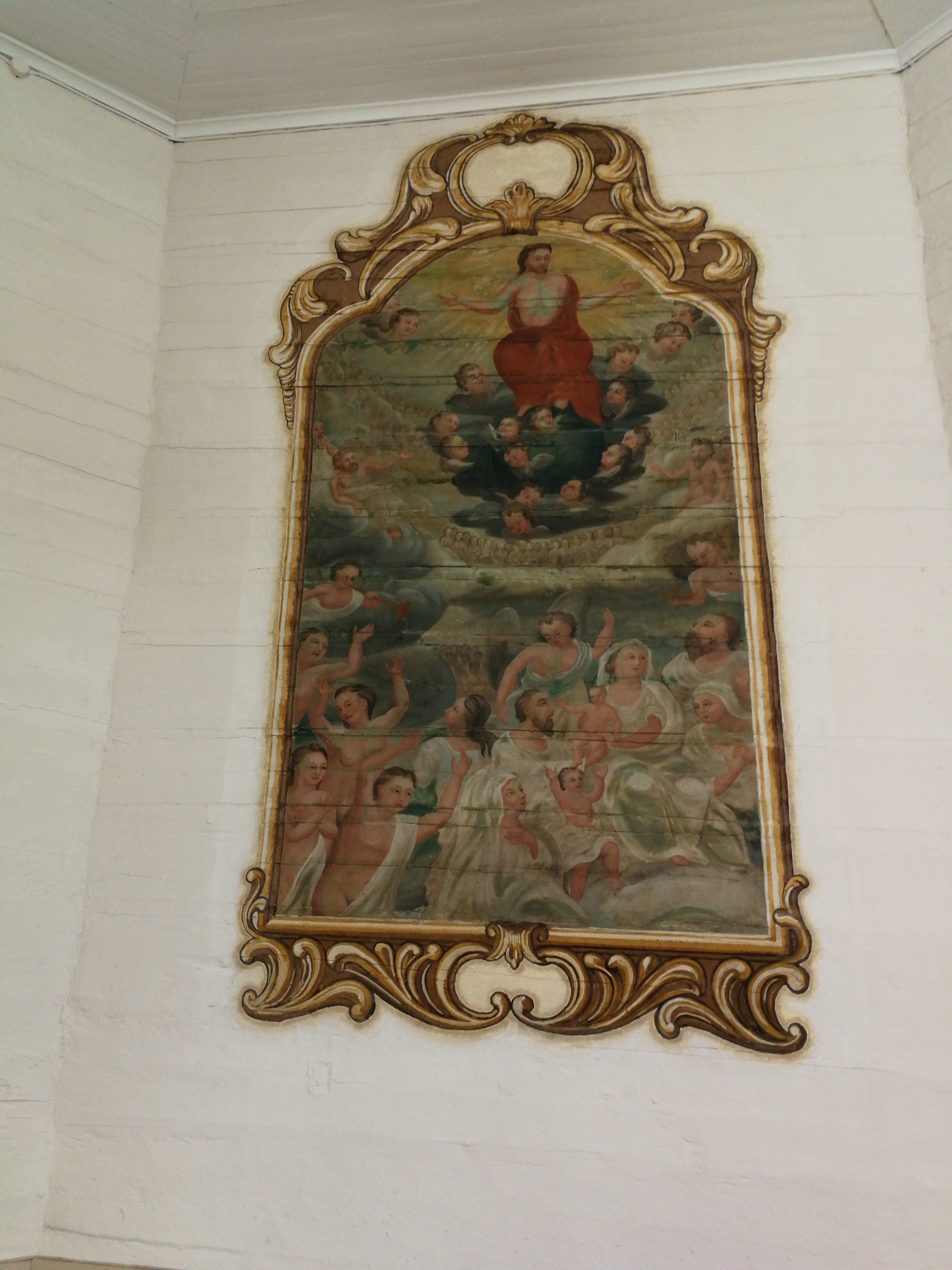 Oulaisten kirkon seinämaalaus; sisäkuva rephoto