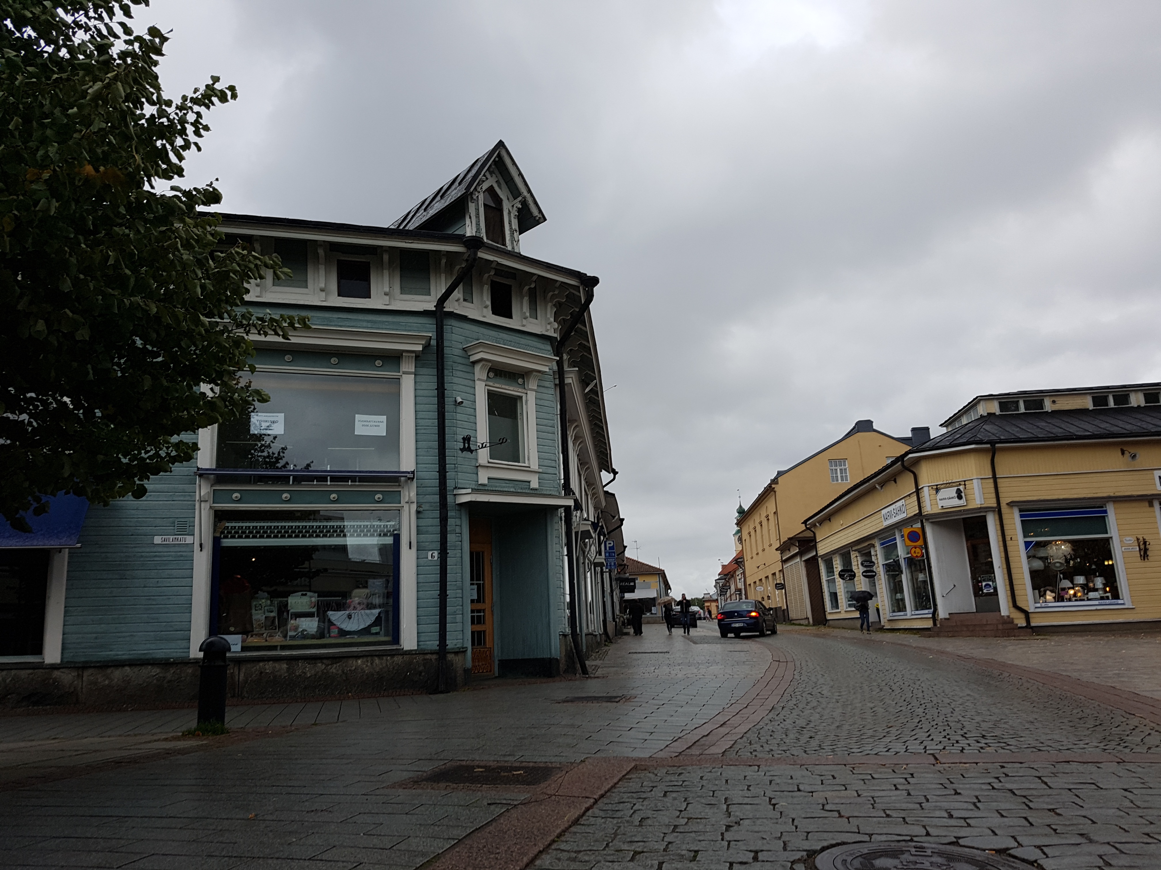 View from Rauma, the corner of Savilankadu and Kauppakadu rephoto