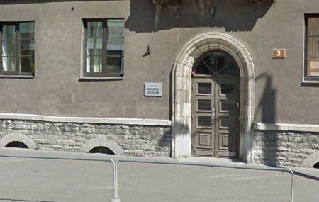 View of the main door of the 48th kindergarten in Tallinn. rephoto