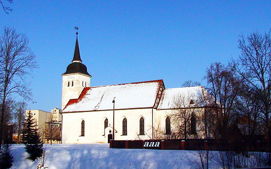 fotopostkaart, Viljandi, Jaani kirik I Kirsimäe poolt, talv, u 1940 rephoto