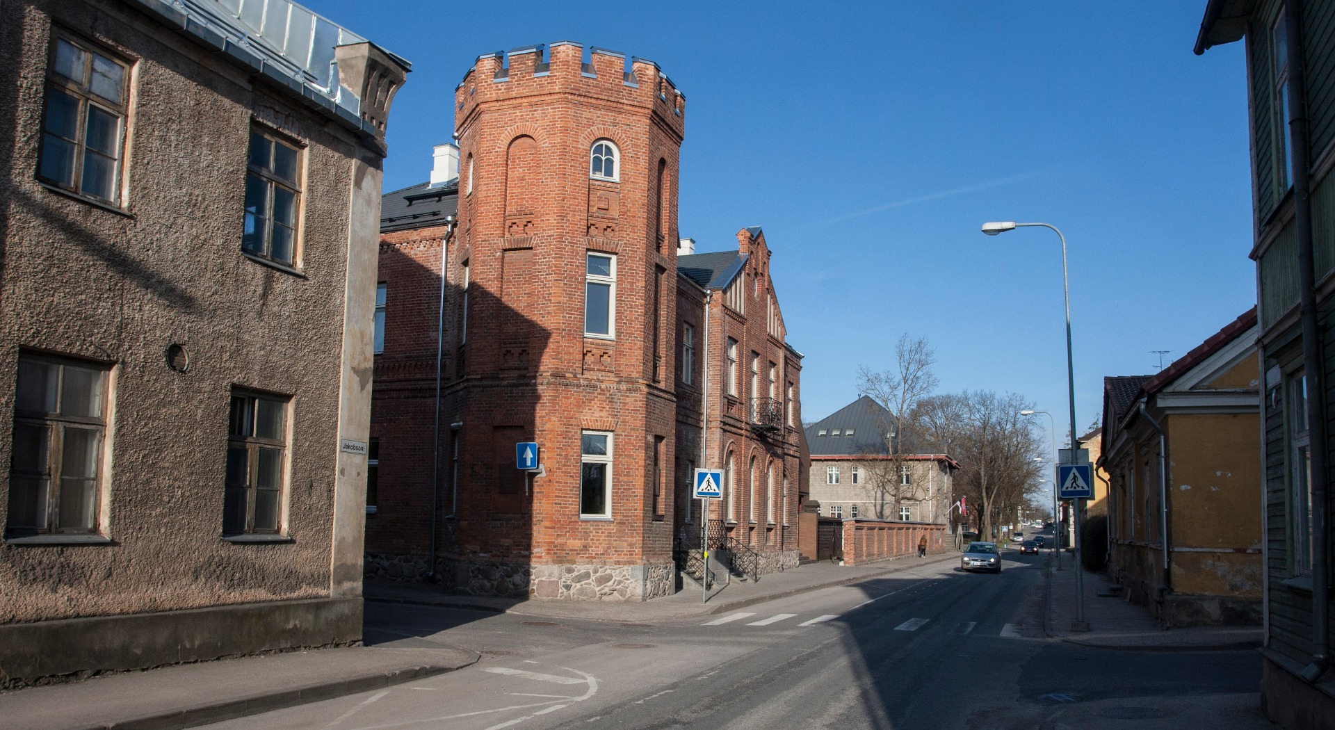 fotopostkaart, Viljandi, Jakobsoni tn, Koidu tn ja Tallinna tn vahel, talv, u 1915, foto J. Riet? rephoto