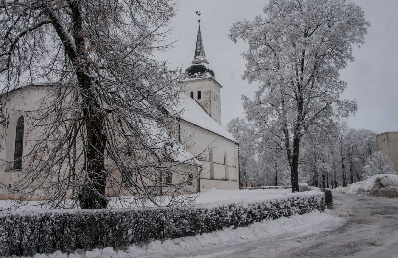 foto albumis, Viljandi, Jaani kirik, talv, u 1935, foto J. Riet rephoto