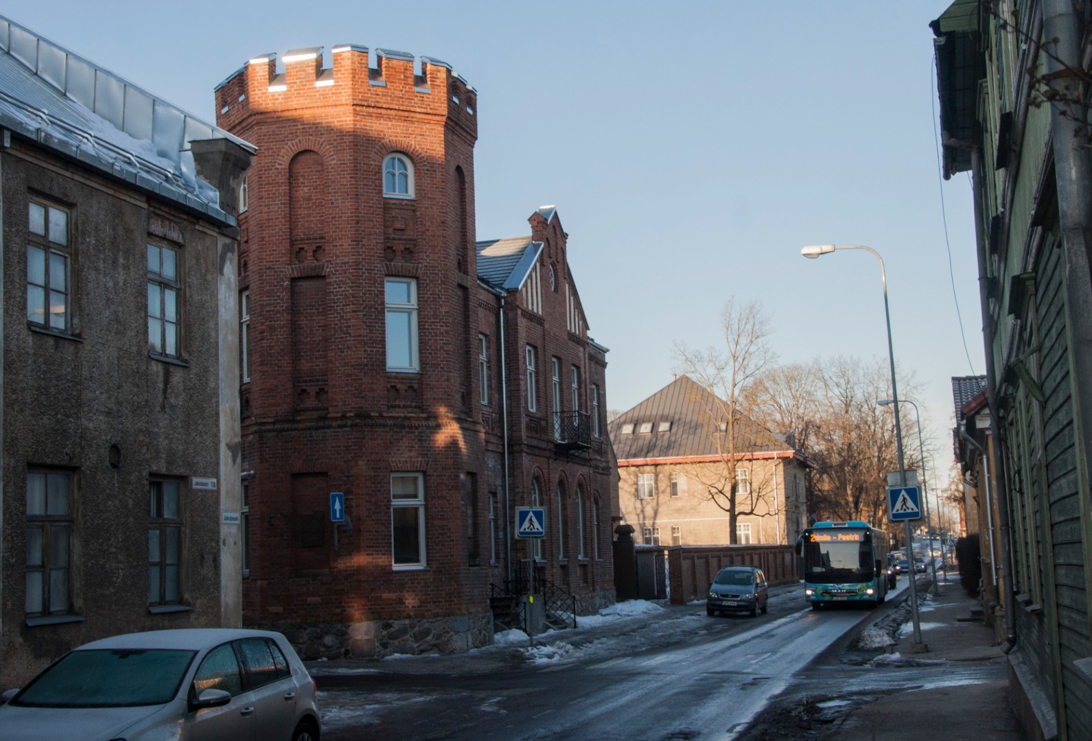 fotopostkaart, Viljandi, Jakobsoni tn, Koidu tn ja Tallinna tn vahel, talv, u 1915, foto J. Riet? rephoto