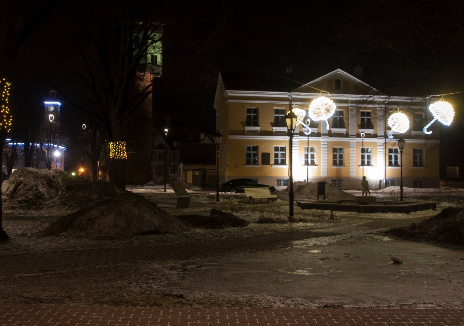 Postcard, Viljandi, new building, Laidoner area, former city school rephoto